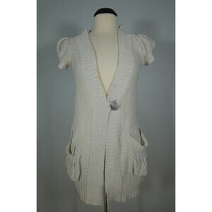 FREE PEOPLE Cardigan Sweater XS Knit Long Metallic Thread